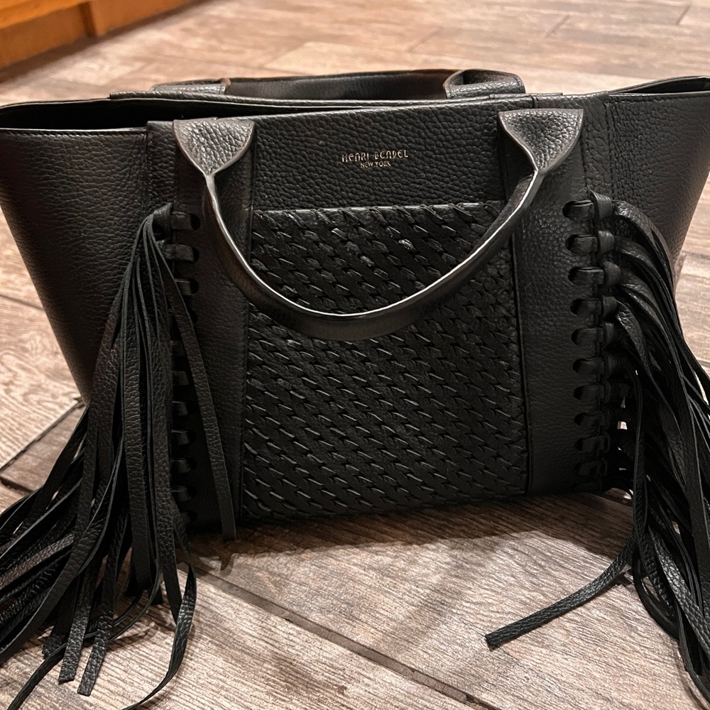 Henry Bendel Large Handbag in Black with Fringe